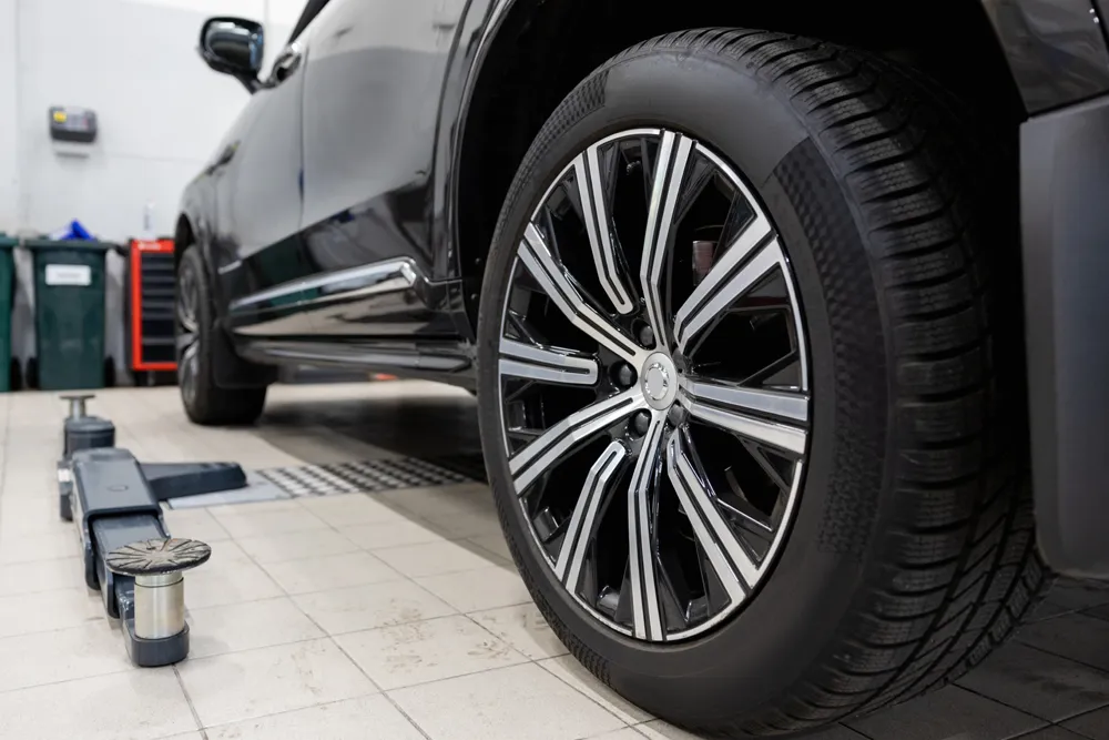A car tyre being replaced