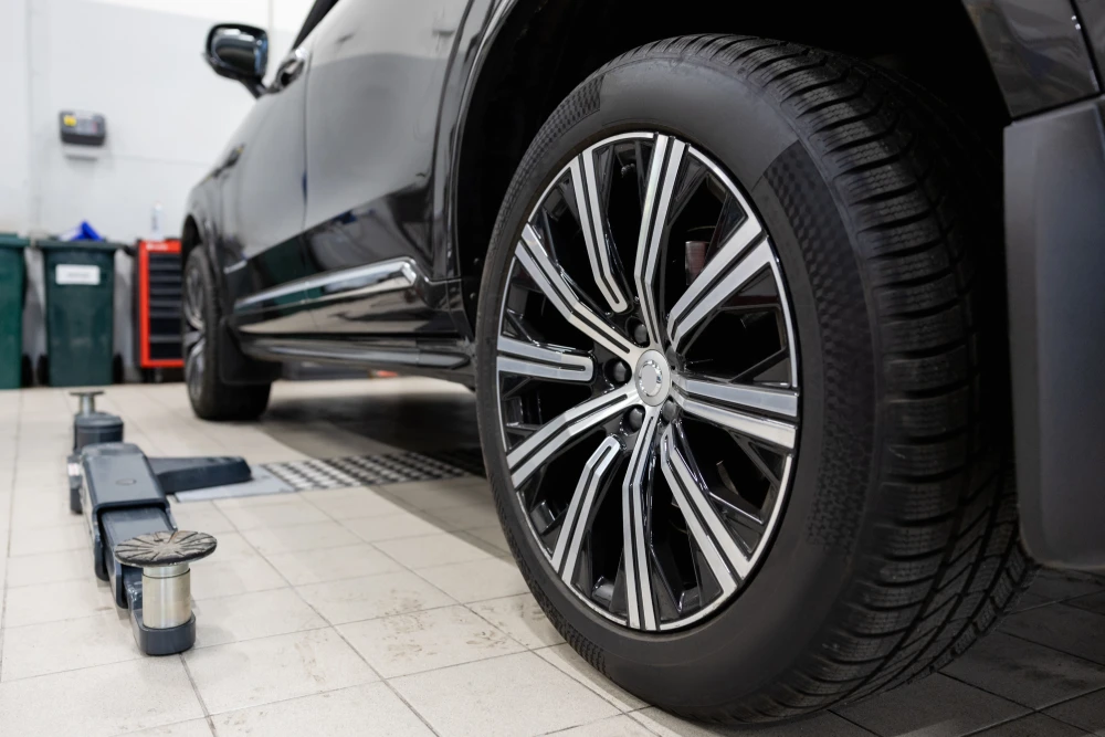 Car tyre at a car workshop